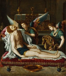 Het lichaam van Christus gezalfd door twee engelen door Alessandro Allori