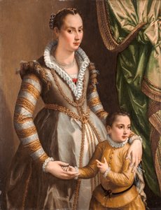 Portret van een Edelvrouw met haar Zoon door Alessandro Allori