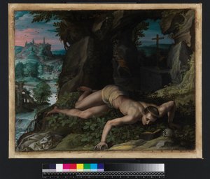 De Verleiding van St. Benedictus, c.1587 door Alessandro Allori