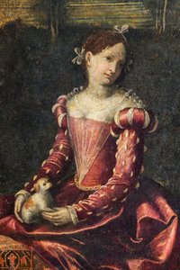 Portret van een edelvrouw (detail) door Alessandro Bonvicino Moretto