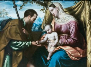 De Maagd en Kind met Sint Rochus door Alessandro Bonvicino Moretto