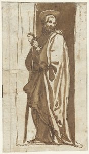 Staande heilige in een nis (Johannes de Doper?) door Alessandro Casolani (possibly)