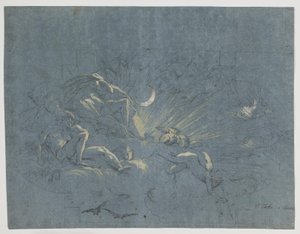 Selene en Endymion, ontwerp voor een plafondschildering door Alessandro Gherardini