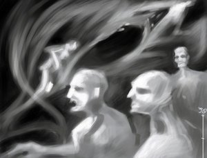 Fantastische wezens: een groep specters - Tekening door Alessandro Lonati door Alessandro Lonati