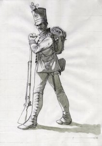 Eerste Keizerrijk (1804-1814 en 1815): kostuum van een infanteriesoldaat van de linie-infanterie van het Oostenrijks-Hongaarse leger
