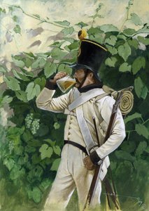 Eerste Keizerrijk: Oostenrijkse lijninfanterieofficier die een bierpul drinkt