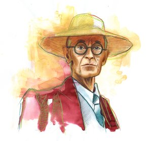 Hermann Hesse (1877-1962), Duitse romanschrijver, dichter en essayist, later Zwitsers - Illustratie door Alessandro Lonati door Alessandro Lonati