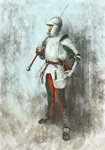 Landsknecht in harnas (Illustratie)