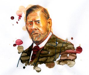 Portret van Bram Stoker (1847-1912), Ierse schrijver auteur van "Dracula" door Alessandro Lonati