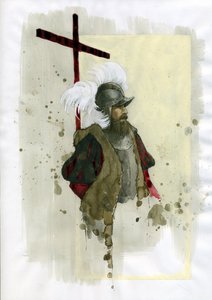 Portret van Fernand Cortes (Hernan Cortez)