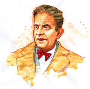 Portret van de Franse psychiater en psychoanalyticus Jacques Lacan (1901-1981) door Alessandro Lonati