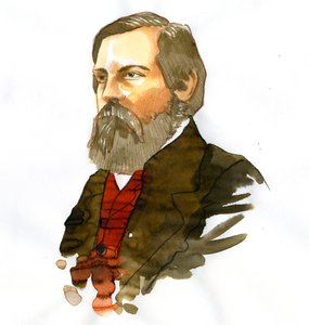 Portret van Friedrich Engels (1820-1895), Duitse socialistische theoreticus en politicus door Alessandro Lonati