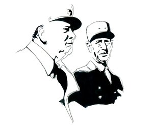 Portret van generaal Charles de Gaulle en Winston Churchill door Alessandro Lonati