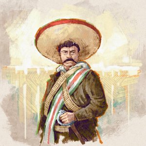 Portret van Mexicaanse revolutionair Pancho Villa, 2023 (illustratie)
