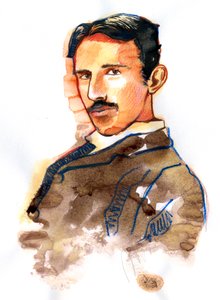 Portret van Nikola Tesla Amerikaanse uitvinder en ingenieur van Servische afkomst