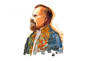 Portret van Raymond Poincare (1860-1934) circa 1914 in kostuum van het Legioen van Eer