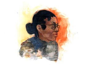 Portret van Rosa Parks (1913-2005) iconische figuur in de strijd tegen rassenscheiding in de Verenigde Staten