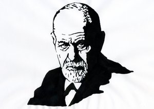 Portret van Sigmund Freud (1856-1939), Oostenrijkse psychiater (Illustratie door Alessandro Lonati) door Alessandro Lonati
