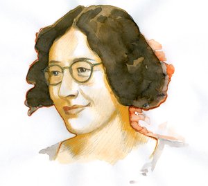Portret van Simone Weil (aquarel op papier)