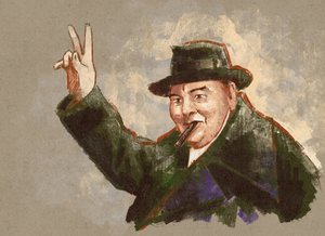 Portret van Sir Winston Leonard Spencer Churchill (illustratie)