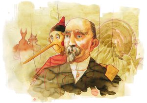 Portret van de Italiaanse schrijver Carlo Collodi (1826-1890) auteur van het personage Pinokkio