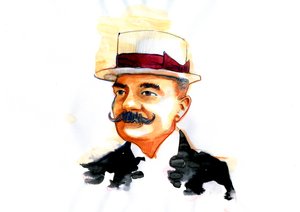 Portret van de Italiaanse schrijver Emilio Salgari (1863-1911) door Alessandro Lonati