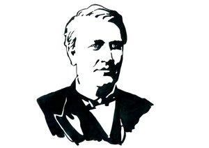Portret van de natuurkundige Thomas Edison (1847-1931)