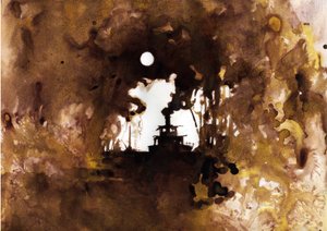 Schip Illustratie van de nieuwe "In het hart van de duisternis" door Joseph Conrad. 2012 door Alessandro Lonati