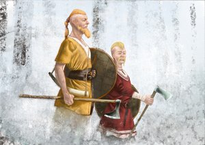 Vikingen in het mistige bos door Alessandro Lonati
