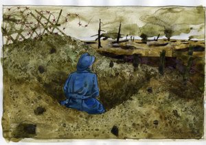 Eerste Wereldoorlog: een harige man in de loopgraaf