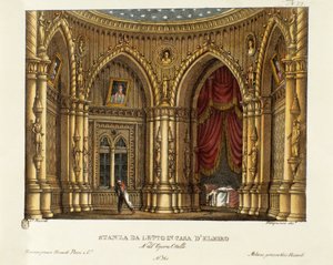 De slaapkamer van Elmire (of Elmiro) Scenografie voor de opera Otello door Gioacchino Rossini (1816) naar het stuk Othello van William Shakespeare (1830) door Alessandro Sanquirico