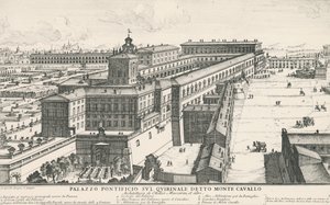 Paleis van de paus op de Quirinaalheuvel, ook bekend als Monte Cavallo, tekening en gravure door Alessandro Specchi (1668-1729), Italië door Alessandro Specchi
