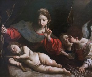 Maagd met Kind en Engelen door Alessandro Tiarini