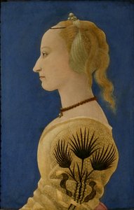 Portret van een dame in geel, ca. 1465 door Alessio Baldovinetti