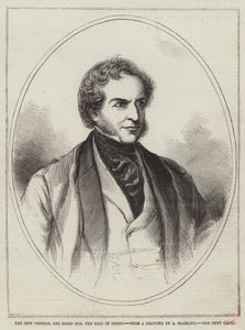 De nieuwe premier, de zeer eerbiedwaardige graaf van Derby door Alexander Blaikley