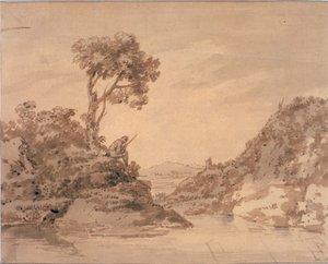 Landschap met Figuur aan de Oever van een Poel