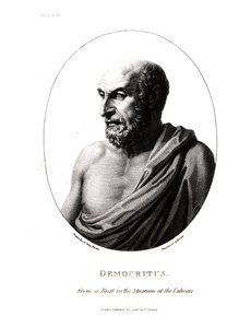 Democritus (ca.460-ca.370 v.Chr.), gegraveerd van een buste in het Vaticaans Museum