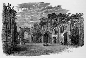 Interieur, kijkend naar het oosten, Netley Abbey door Alexander Francis Lydon