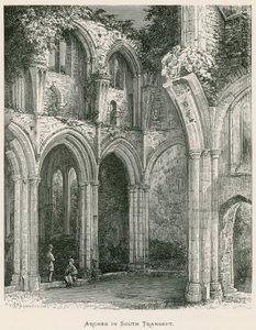 Netley Abbey, bogen in het zuidelijke transept (gravure) door Alexander Francis Lydon