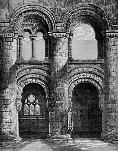 Normandische bogen in het schip, Jedburgh Abbey, ca. 1880, 1897 door Alexander Francis Lydon