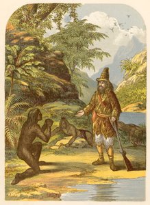 Robinson Crusoe redt Vrijdag van de wilden