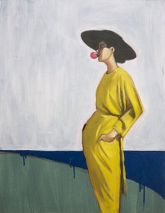 Elegante vrouw in roze bubbeljurk