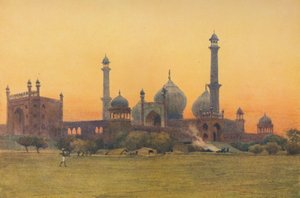 De Jumma Musjid, Delhi - Bij zonsondergang, ca. 1880-1905