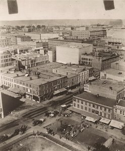 Uitzicht noordoost vanaf de koepel van het gerechtsgebouw in Chicago, 1858 door Alexander Hesler