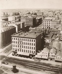 Uitzicht noordnoordwest vanaf de koepel van het gerechtsgebouw in Chicago, 1858 door Alexander Hesler