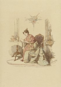 Vrouw die een brief leest aan een tafel