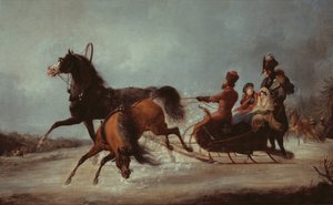 De keizerin Elizabeth in een slee door Alexander Ivanovich Sauerweid