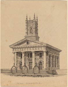 Joodse synagoge, N.Y. door Alexander Jackson Davis