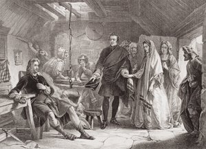 De eerste ontmoeting van Prins Charles en Flora Macdonald op het eiland South Uist, 1747, uit 
