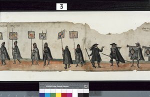 Detail van de Huntly Begrafenisstoet, gebruikt voor de uitvaart van George 1e, Markies van Huntly